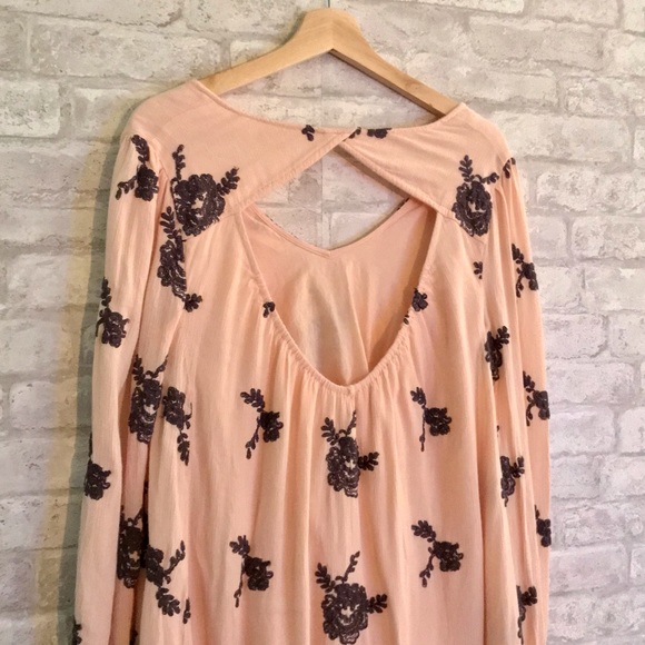 Free People Emma Austin Pink Blush Long Sleeve Flowy Mini Dress - Picture 5 of 10